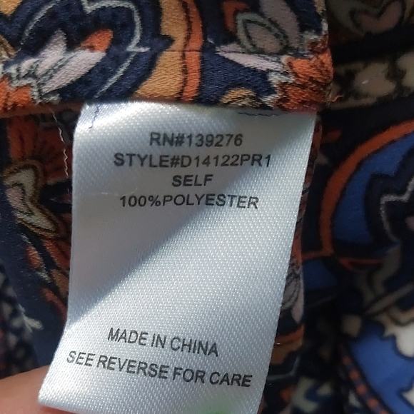 Daniel Rainn Blue and brown Patterned Blouse Womens Size S - Picture 10 of 10